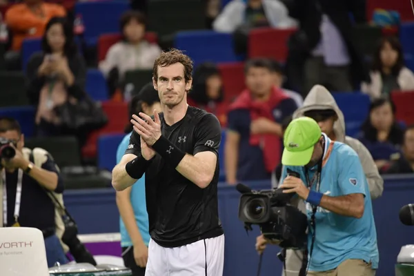 Andy Murray Britain Reagiert Nach Dem Sieg Über David Goffin — Stockfoto