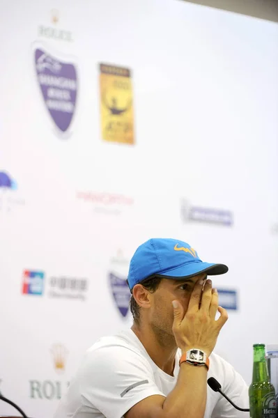Rafael Nadal España Asiste Una Conferencia Prensa Tras Ser Derrotado — Foto de Stock