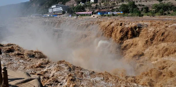 Tekintettel Hukou Waterfall Yellow River Megye Észak Kínai Shanxi Tartomány — Stock Fotó