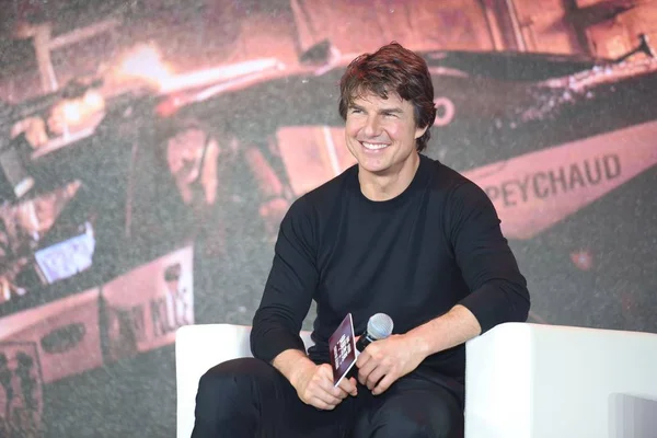 Amerykanin Aktor Tom Cruise Uczęszcza Konferencji Prasowej Promowania Swojego Nowego — Zdjęcie stockowe