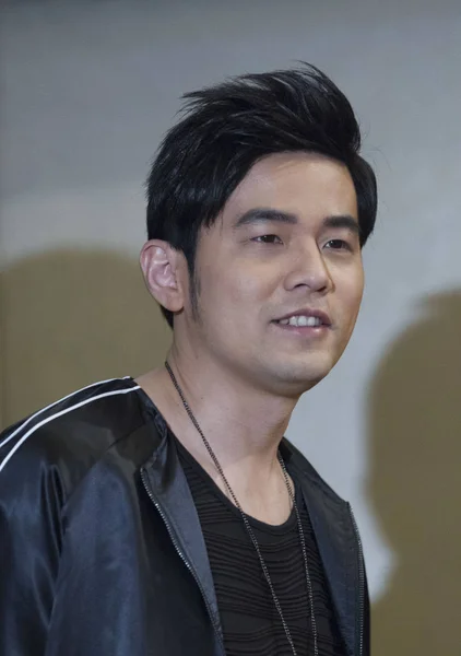 Chanteur Acteur Taïwanais Jay Chou Écoute Une Question Lors Une — Photo