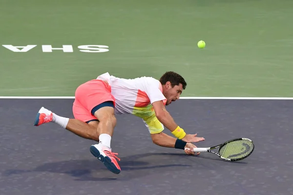 Mischa Zverev Alemania Devuelve Una Oportunidad Zhang China Primer Partido —  Fotos de Stock