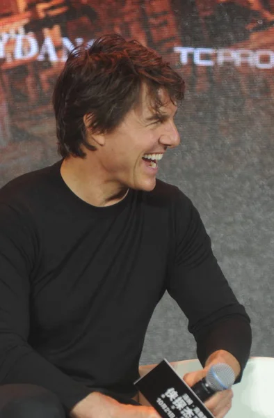 American Actor Tom Cruise Attends Press Conference Promote His New — Stock Photo, Image