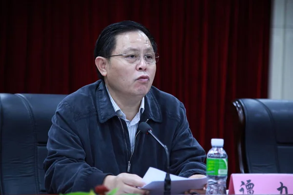 Tan Pak Vice Guvernér Provincie Hainan Mluví Konferenci Haikou City — Stock fotografie