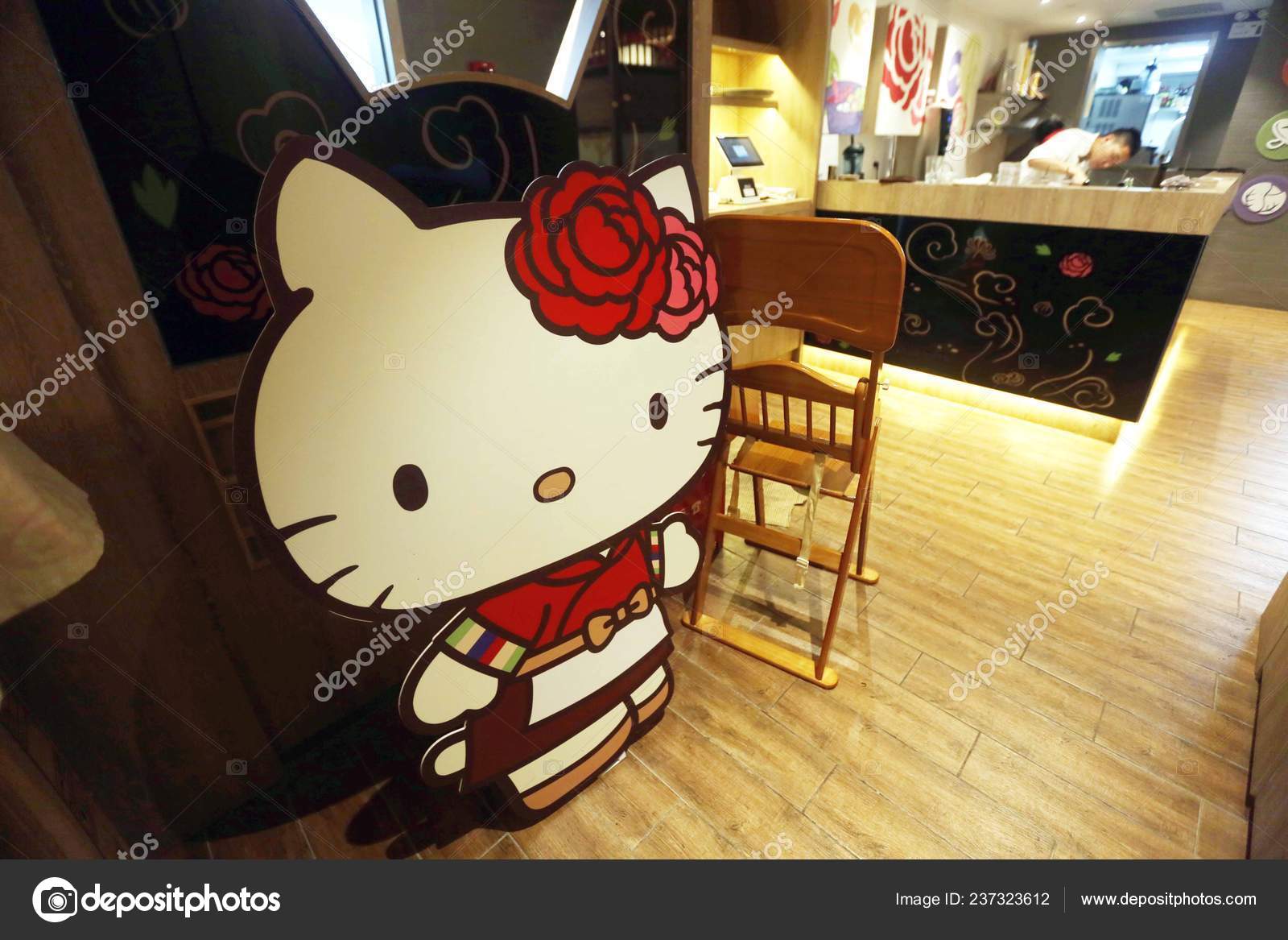 Cook Prepares Food Kitchen Hello Kitty Hot Pot Restaurant Shanghai