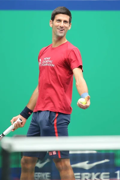 Serbian Tennis Star Novak Djokovic Takes Part Training Session 2016 — Stock Photo, Image