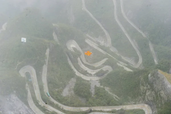 Летчик Комбинезоне Участвует Квалификации World Wingsuit League Wwl China Grand — стоковое фото