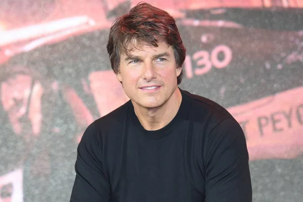Ator Americano Tom Cruise Participa Uma Conferência Imprensa Para Promover — Fotografia de Stock