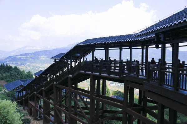Туристи Беруть Найдовший Огляд Світі Ескалатор Enshi Гранд Каньйон Енші — стокове фото
