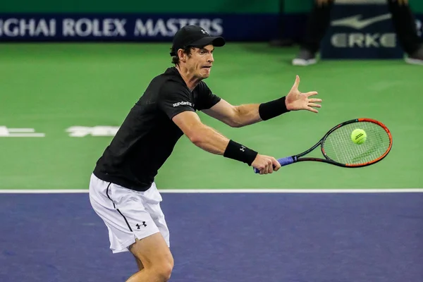 Andy Murray Της Μεγάλης Βρετανίας Επιστρέφει Έναν Πυροβολισμό Στιβ Τζόνσον — Φωτογραφία Αρχείου