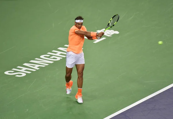 Rafael Nadal Ισπανία Επιστρέφει Έναν Πυροβολισμό Στη Viktor Troicki Της — Φωτογραφία Αρχείου