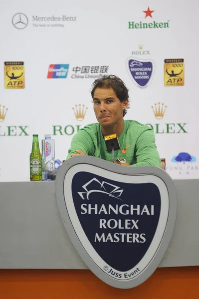 Spanya Rafael Nadal Bir Basın Toplantısında 2016 Shanghai Rolex Masters — Stok fotoğraf