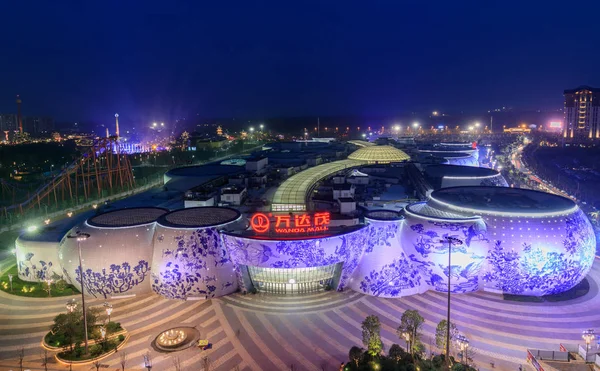 Vista Noturna Centro Comercial Wanda Cidade Turismo Cultural Nanchang Wanda — Fotografia de Stock