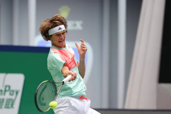 Alexander Zverev Tyskland Återvänder Ett Skott Till Wilfried Tsonga Frankrike — Stockfoto