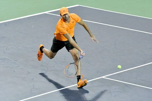 Ivo Karlovic Kroatien Returnerar Ett Skott Till Vasek Pospisil Kanada — Stockfoto