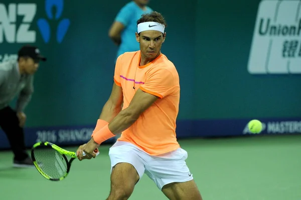 Rafael Nadal Van Spanje Teruggegaan Een Schot Viktor Troicki Van — Stockfoto