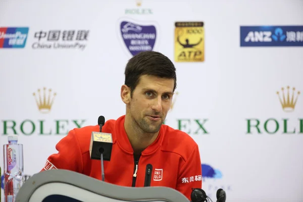 Novak Djokovic Serbia Asiste Una Conferencia Prensa Después Derrotar Mischa — Foto de Stock