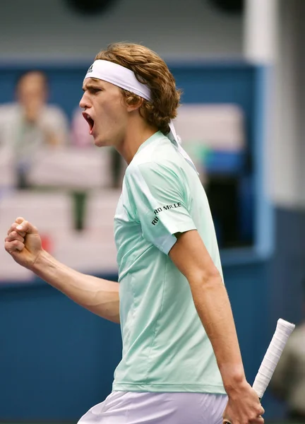 Alexander Zverev Alemanha Reage Após Marcar Contra Wilfried Tsonga França — Fotografia de Stock