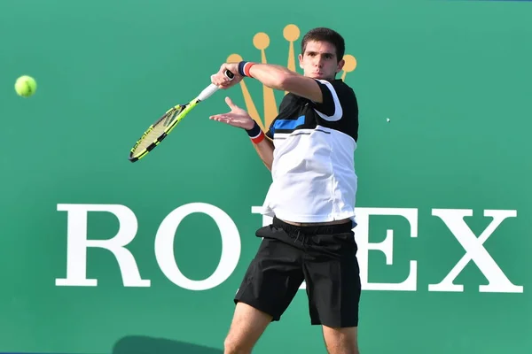 Federico Delbonis Argentina Returns Shot Kyle Edmund United Kingdom First — Stock Photo, Image