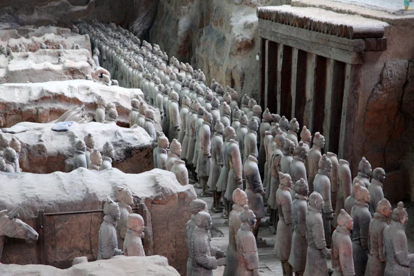 Guerreros Terracota Están Exhibición Fosa Museo Del Sitio Del Mausoleo — Foto de Stock