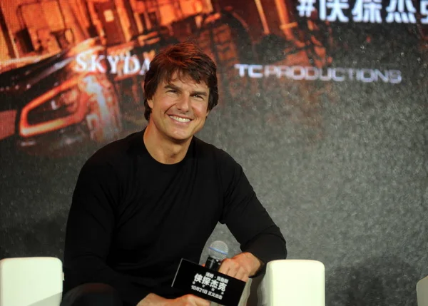 Amerykanin Aktor Tom Cruise Uczęszcza Konferencji Prasowej Promowania Swojego Nowego — Zdjęcie stockowe