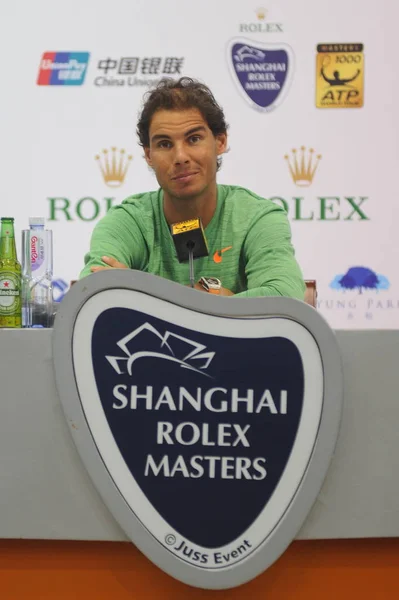 Spanya Rafael Nadal Bir Basın Toplantısında 2016 Shanghai Rolex Masters — Stok fotoğraf