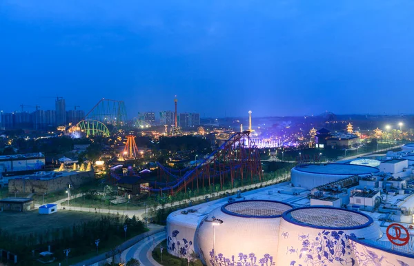 Vista Nocturna Del Centro Comercial Wanda Mall Nanchang Wanda Cultural —  Fotos de Stock