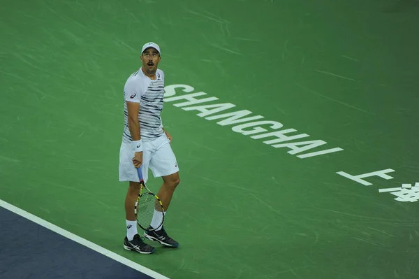 Steve Johnson Stanów Zjednoczonych Reaguje Jak Konkuruje Przed Andy Murray — Zdjęcie stockowe