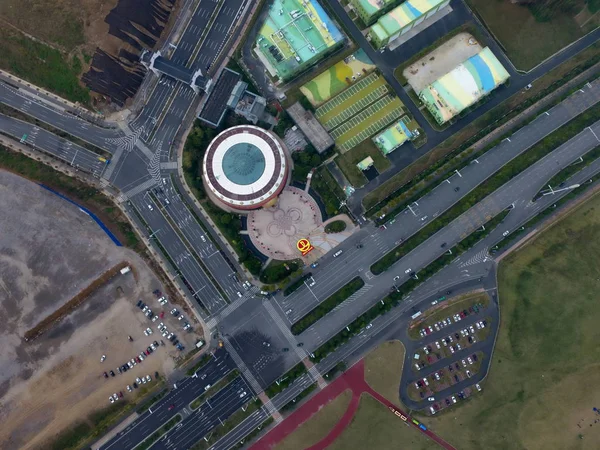 Αεροφωτογραφία Από Την Κίνα Τύμπανο Εκθεσιακό Κέντρο Του Hefei Wanda — Φωτογραφία Αρχείου