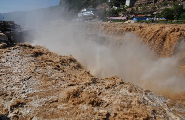 Tekintettel Hukou Waterfall Yellow River Megye Észak Kínai Shanxi Tartomány — Stock Fotó