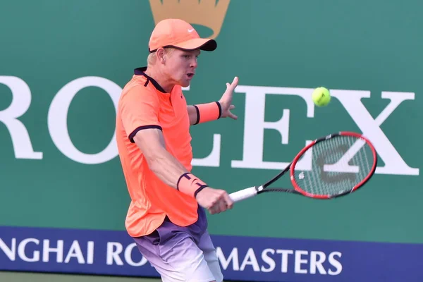 Kyle Edmund Van Het Verenigd Koninkrijk Teruggegaan Een Schot Federico — Stockfoto