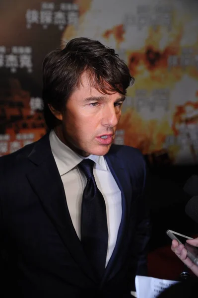 Amerykanin Aktor Tom Cruise Jest Przesłuchiwany Przypadku Premiera Jego Nowego — Zdjęcie stockowe