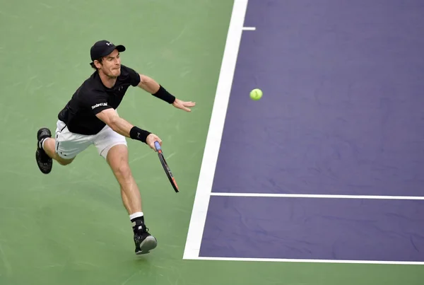 Andy Murray Nagy Britannia Vissza Shot Roberto Bautista Agut Spanyolország — Stock Fotó