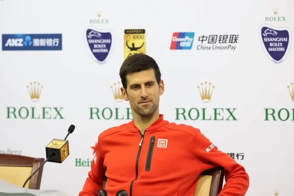 Novak Djokovic Serbia Asiste Una Conferencia Prensa Después Derrotar Mischa — Foto de Stock