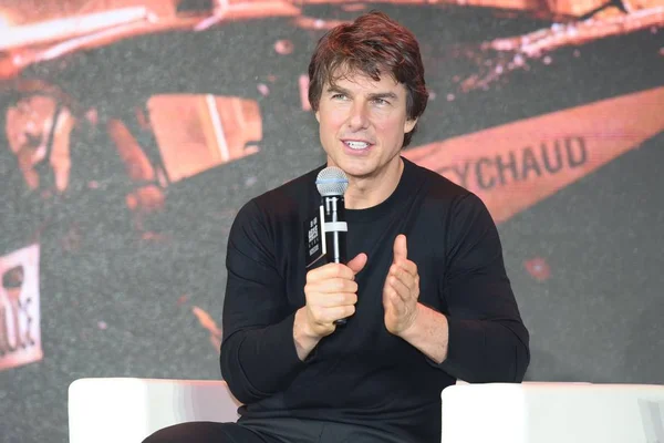 American Actor Tom Cruise Attends Press Conference Promote His New — Stock Photo, Image