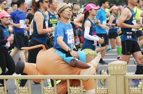 Chiński Uczestników Uruchomić Podczas Beijing Marathon International 2016 Pekinie Września — Zdjęcie stockowe