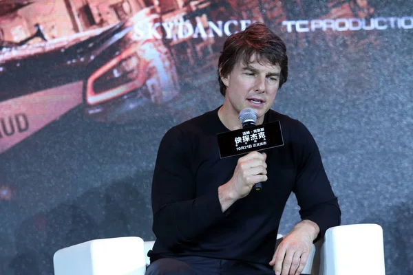 Amerykanin Aktor Tom Cruise Uczęszcza Konferencji Prasowej Promowania Swojego Nowego — Zdjęcie stockowe