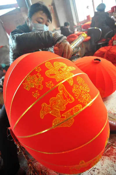 Kínai Falu Teszi Piros Lámpás Közelgő Tavasz Fesztivál Vagy Kínai — Stock Fotó