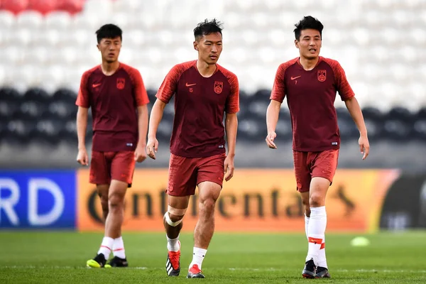 Kiri Dan Lei Dari Tim Nasional Sepak Bola Pria Tiongkok — Stok Foto