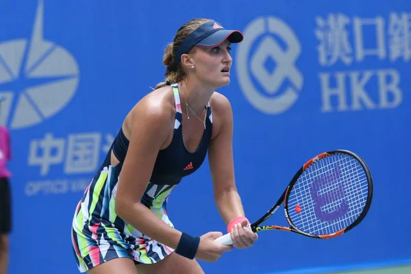 프랑스의 크리스티나 Mladenovic 후베이 201에서에서 2016 Wta 테니스 단식의 그들의 — 스톡 사진