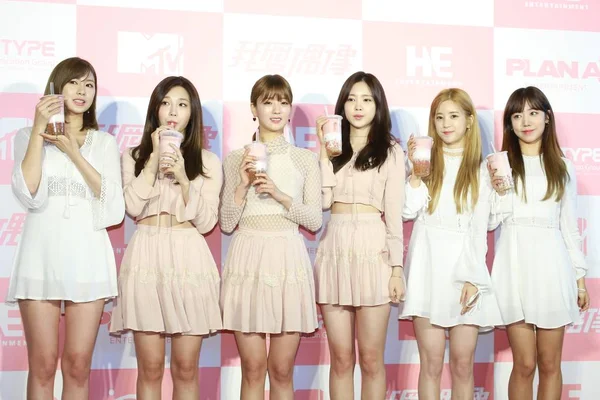 Члени Групи Південнокорейських Дівчина Apink Бути Присутнім Прес Конференцію Mtv — стокове фото