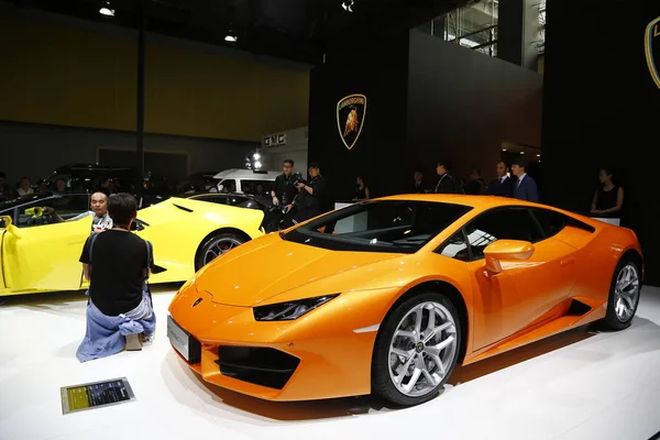 Lamborghini Sportautók Kijelzőn Alatt Kína Guangzhou Nemzetközi Autókiállítás Más Néven — Stock Fotó