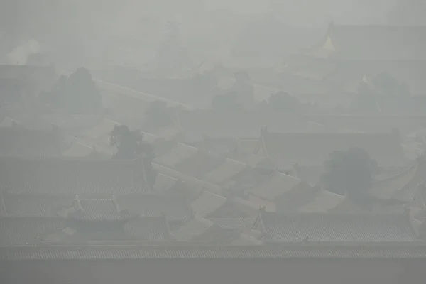 Die Verbotene Stadt Dichten Smog Aus Dem Jingshan Park Peking — Stockfoto