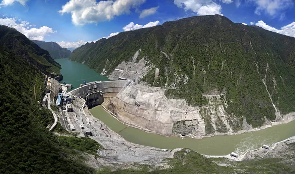 Landscape Jinping Dam Also Known Jinping Hydropower Station Yalong River — Stock Photo, Image