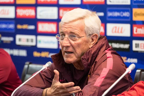 Entrenador Marcello Lippi Selección Nacional Fútbol Masculina China Asiste Una — Foto de Stock