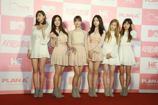 Члени Групи Південнокорейських Дівчина Apink Бути Присутнім Прес Конференцію Mtv — стокове фото