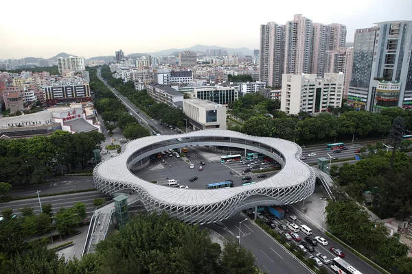 Vue Passerelle Chunhua Forme Fleur Dessus Jonction Des Boulevards Nanshan — Photo