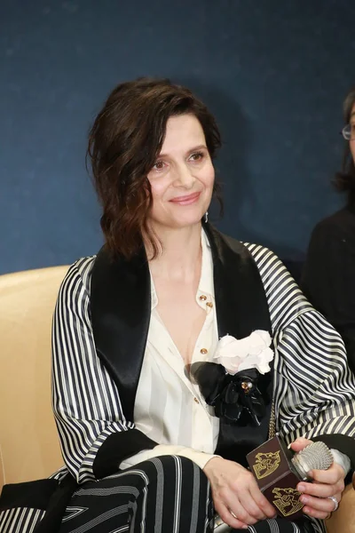 Franska Skådespelerskan Juliette Binoche Sköter Presskonferens Taipei Golden Horse Film — Stockfoto