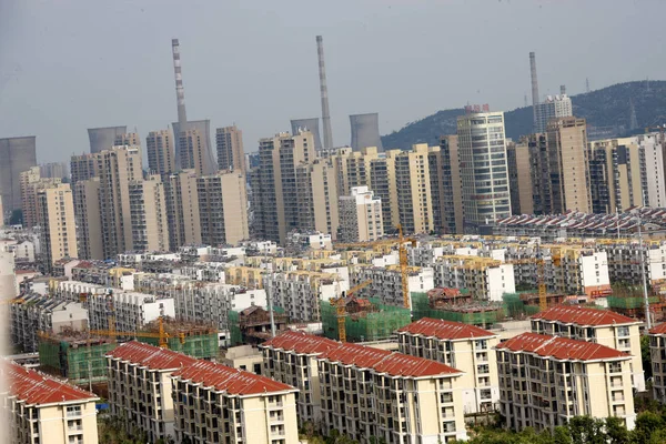 Blick Auf Eine Ansammlung Von Wohngebäuden Der Stadt Huaibei Der — Stockfoto