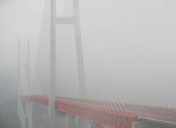 View Beipanjiang Bridge World Highest Bridge Nizhu River Canyon Boundary — Stock Photo, Image